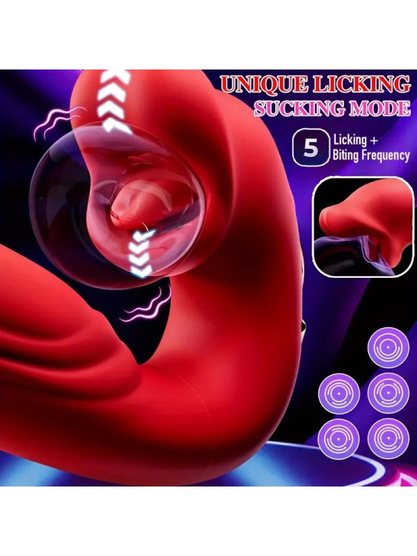 Vibrator Dildo Rabbit Sex Toys G Spot Vibrator Massager for Women Clitoral Nipple Stimulation 4 in 1 Adult Sex Toys with Vibration Tongue Licking Flapping GM-541 Upgraded Model 
