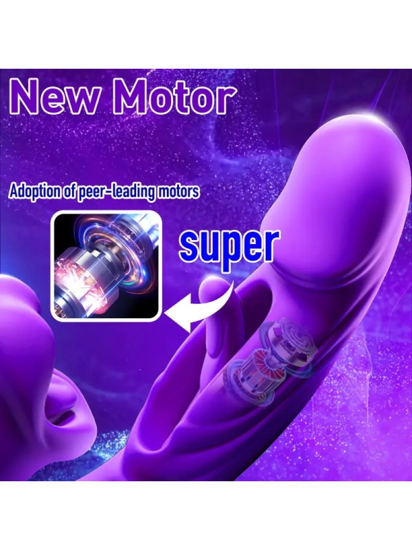 Vibrator Dildo Rabbit Sex Toys G Spot Vibrator Massager for Women Clitoral Nipple Stimulation 4 in 1 Adult Sex Toys with Vibration Tongue Licking Flapping GM-541 Upgraded Model 
