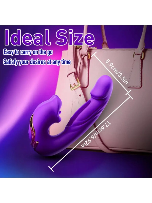 Vibrator Dildo Rabbit Sex Toys G Spot Vibrator Massager for Women Clitoral Nipple Stimulation 4 in 1 Adult Sex Toys with Vibration Tongue Licking Flapping GM-541 Upgraded Model 