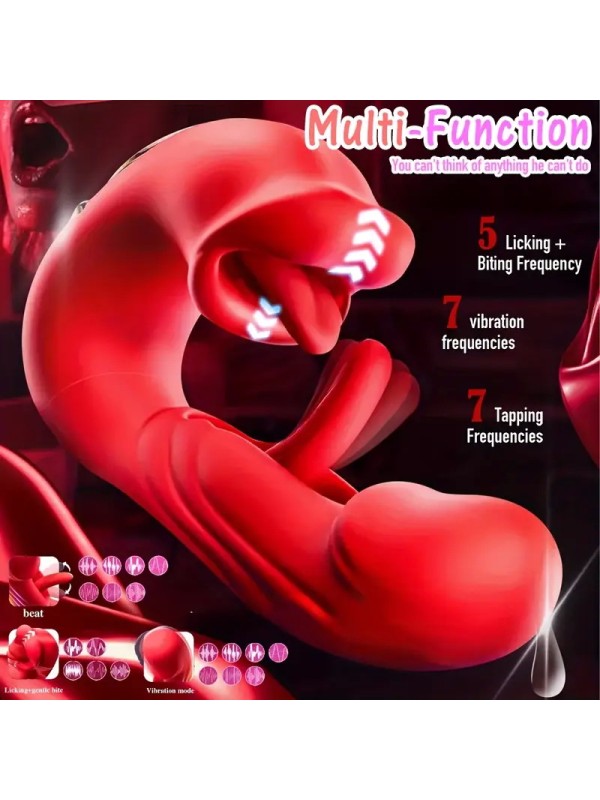 Vibrator Dildo Rabbit Sex Toys G Spot Vibrator Massager for Women Clitoral Nipple Stimulation 4 in 1 Adult Sex Toys with Vibration Tongue Licking Flapping GM-541 Upgraded Model 
