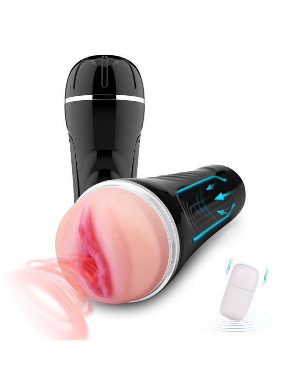 Ribbed Electric Masturbation Cup Masturbator Cup for Men Vaginal Suction Pocket Pussy GM-202 