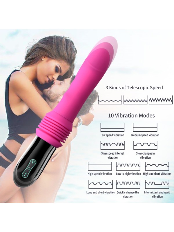 7m Wireless Remote Control 45mm Telescopic Distance 3-Speed Thrusting 10-Speed Plastic Penis Vibration Female Masturbation Vibrator GM-222-1 