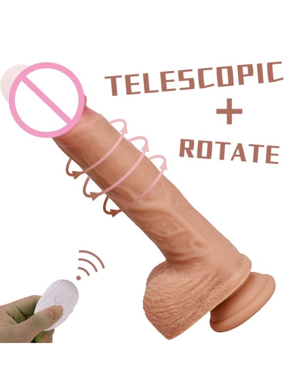 Multifunctional Anal Dildo Fake Penis with 8 Telescopic Rotating Remote Control Soft and Lifelike GM-236