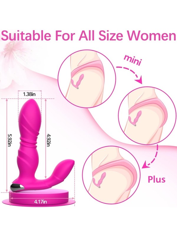 APP Wireless Remote Control 9 Vibrating Rabbit Ears 9 Thrusting Telescopic Wearable Dildo GM-315-1 