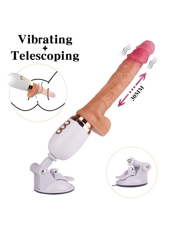 Realistic Suction Cup Dildo with 3 Telescopic 10 Vibration Heat Functions Remote Control G-Spot Anal Penis GM-337 
