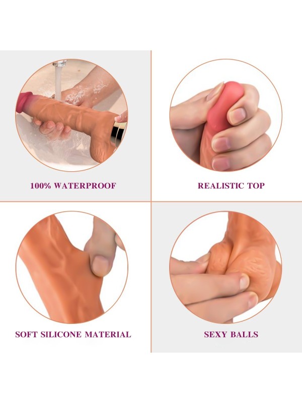 Realistic Suction Cup Dildo with 3 Telescopic 10 Vibration Heat Functions Remote Control G-Spot Anal Penis GM-337 
