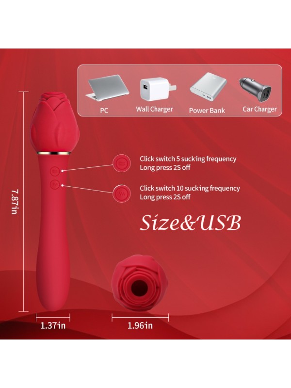 5 Speed Sucking Mode 10 Speed Vibration Mode Rose Sucking Vibrator Sex Toy GM-388 