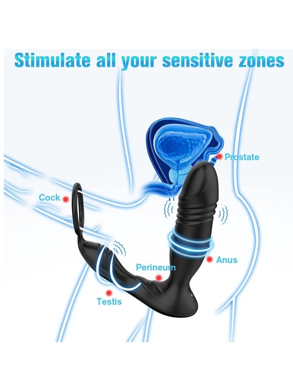 APP Wireless Remote Control Wearable Telescopic Thrust Prostate Orgasm Lock Sperm Ring Penis Massager GM-393-1 