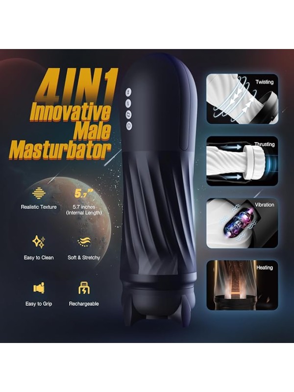 Tracy-S-Dog Automatic Male Masturbator Adult Sex Toys for Men with 3 Twisting 5 Thrusting Vibration Modes Hands Free Heating GM-412 