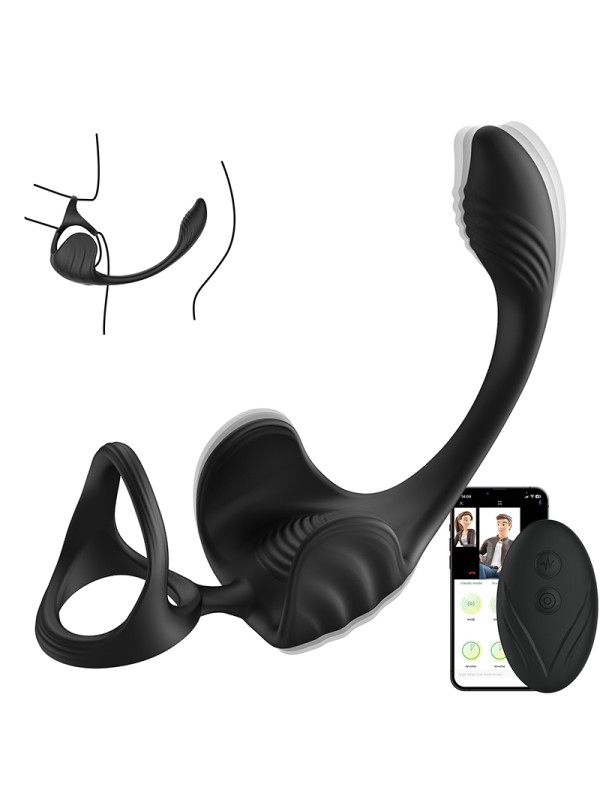 APP Remote Control Wireless 9-speed Vibration 2-in-1 Male Prostate Massager Anal Plug Masturbator Penis Ring Sex Toy GM-431 