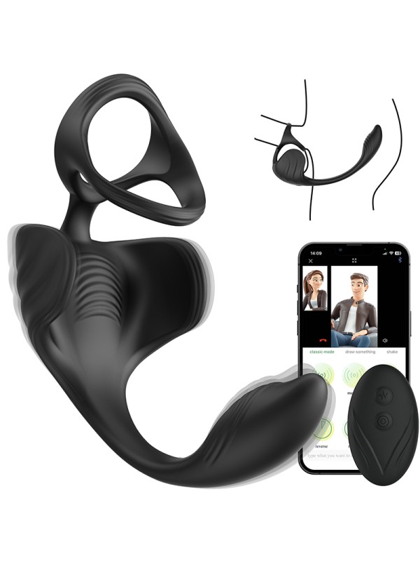 APP Remote Control Wireless 9-speed Vibration 2-in-1 Male Prostate Massager Anal Plug Masturbator Penis Ring Sex Toy GM-431 