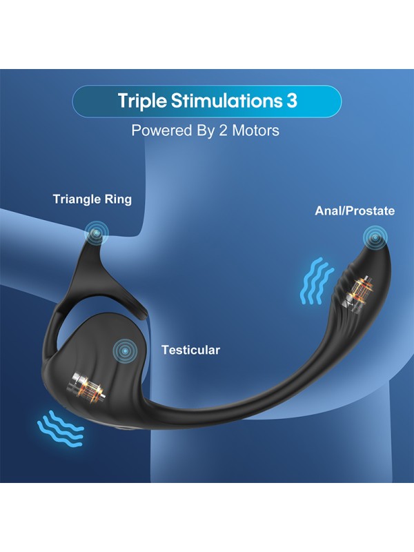 APP Remote Control Wireless 9-speed Vibration 2-in-1 Male Prostate Massager Anal Plug Masturbator Penis Ring Sex Toy GM-431 