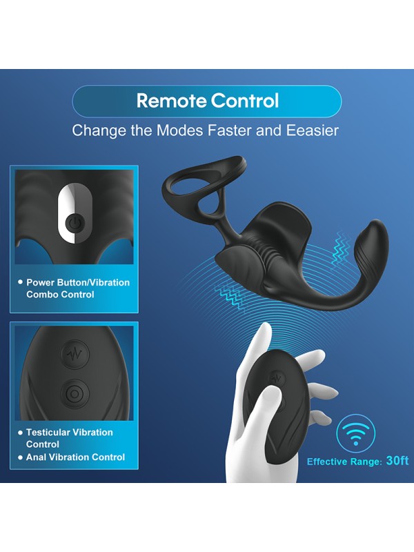 APP Remote Control Wireless 9-speed Vibration 2-in-1 Male Prostate Massager Anal Plug Masturbator Penis Ring Sex Toy GM-431 
