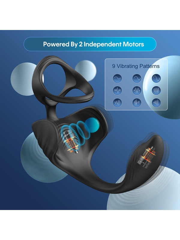 APP Remote Control Wireless 9-speed Vibration 2-in-1 Male Prostate Massager Anal Plug Masturbator Penis Ring Sex Toy GM-431 