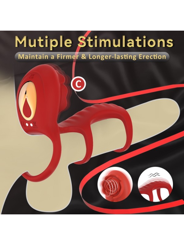 Wearable Rose-Shaped Couples Vibrator for Layered Stimulation Vibrating Cock Ring Sex Toy GM-486 