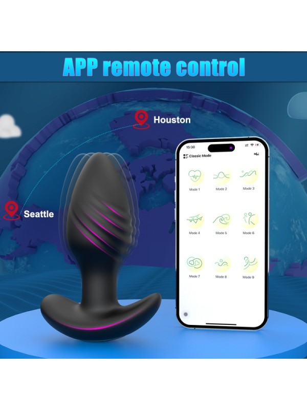 APP Wireless Remote Control 9 Speed Vibration Swinging G Spot Prostate Orgasm Anal Butt Plug Dildo Vibrator GM-512 